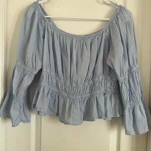 Wayf Light Blue Peasant Blouse